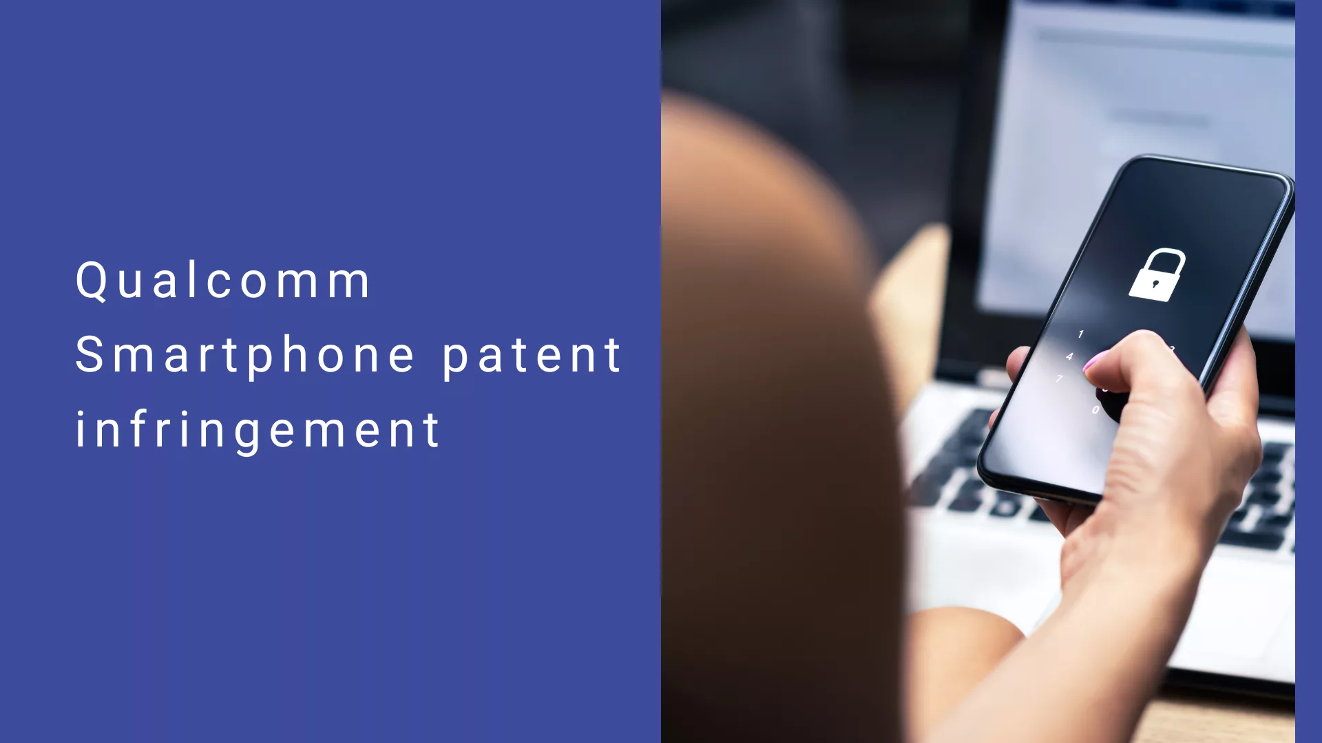 A creative and modern visual representation of the Qualcomm patent lawsuit and Snapdragon chips, showcasing abstract technology and circuit designs.
