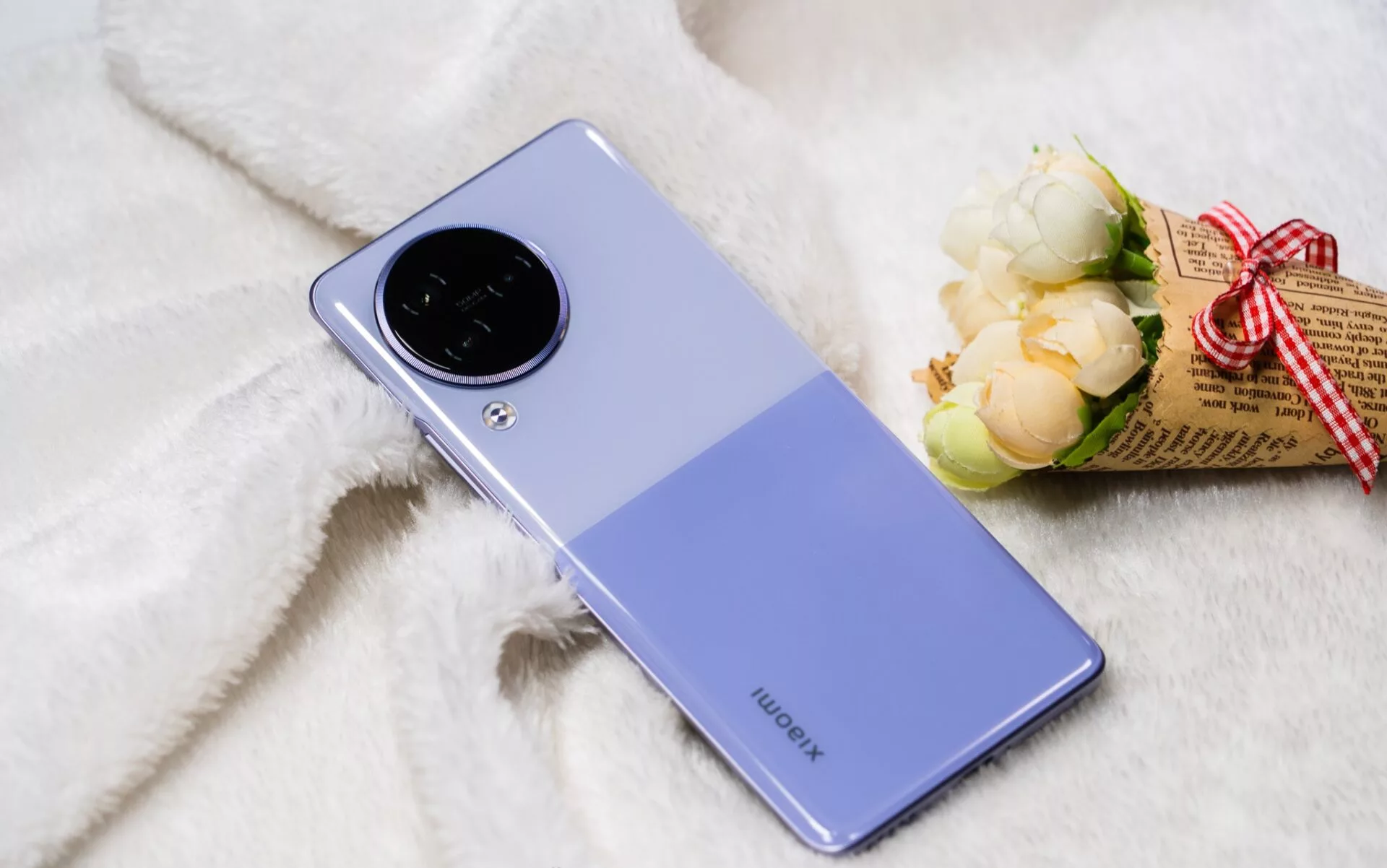 Modern and aesthetic visual of Xiaomi Civi 5 Pro smartphone featuring Snapdragon 8s Gen 4 in a futuristic setting.