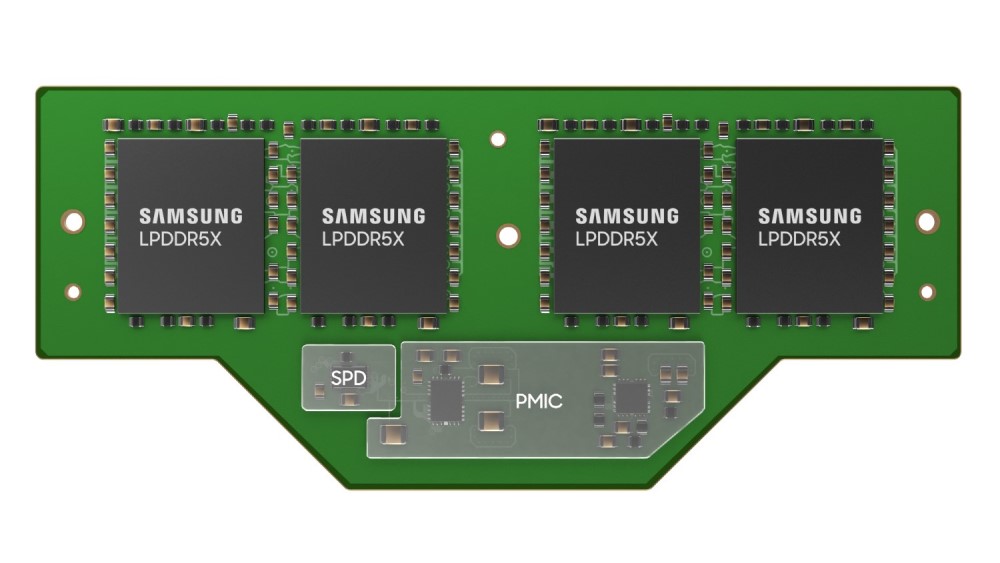 Futuristic design of NVIDIA SOCAMM Memory Modules showcasing modern technology with glowing LED lights.