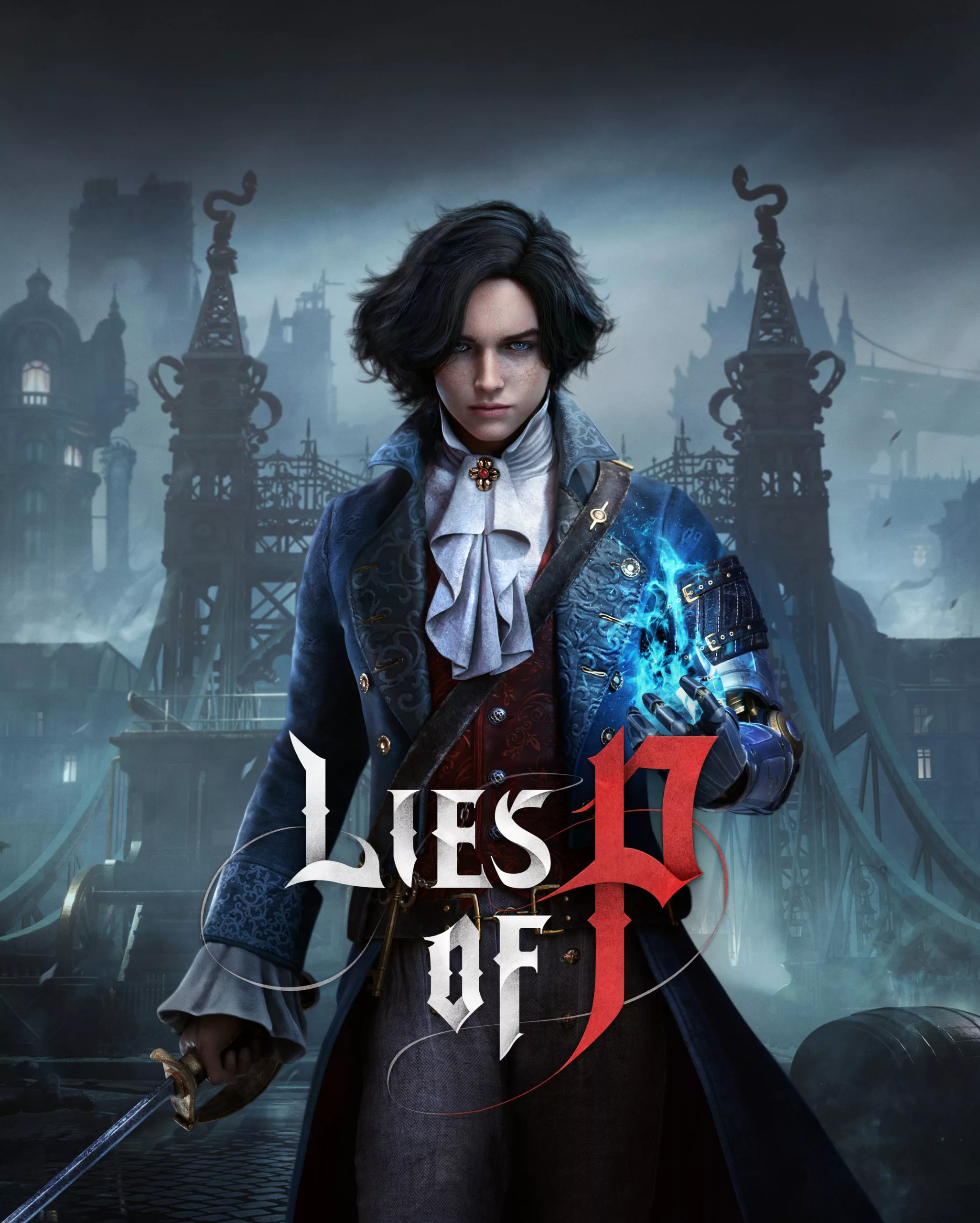 A dark and immersive artistic representation of Lies of P and its upcoming release on Nintendo Switch 2, featuring steampunk elements and a mysterious atmosphere.
