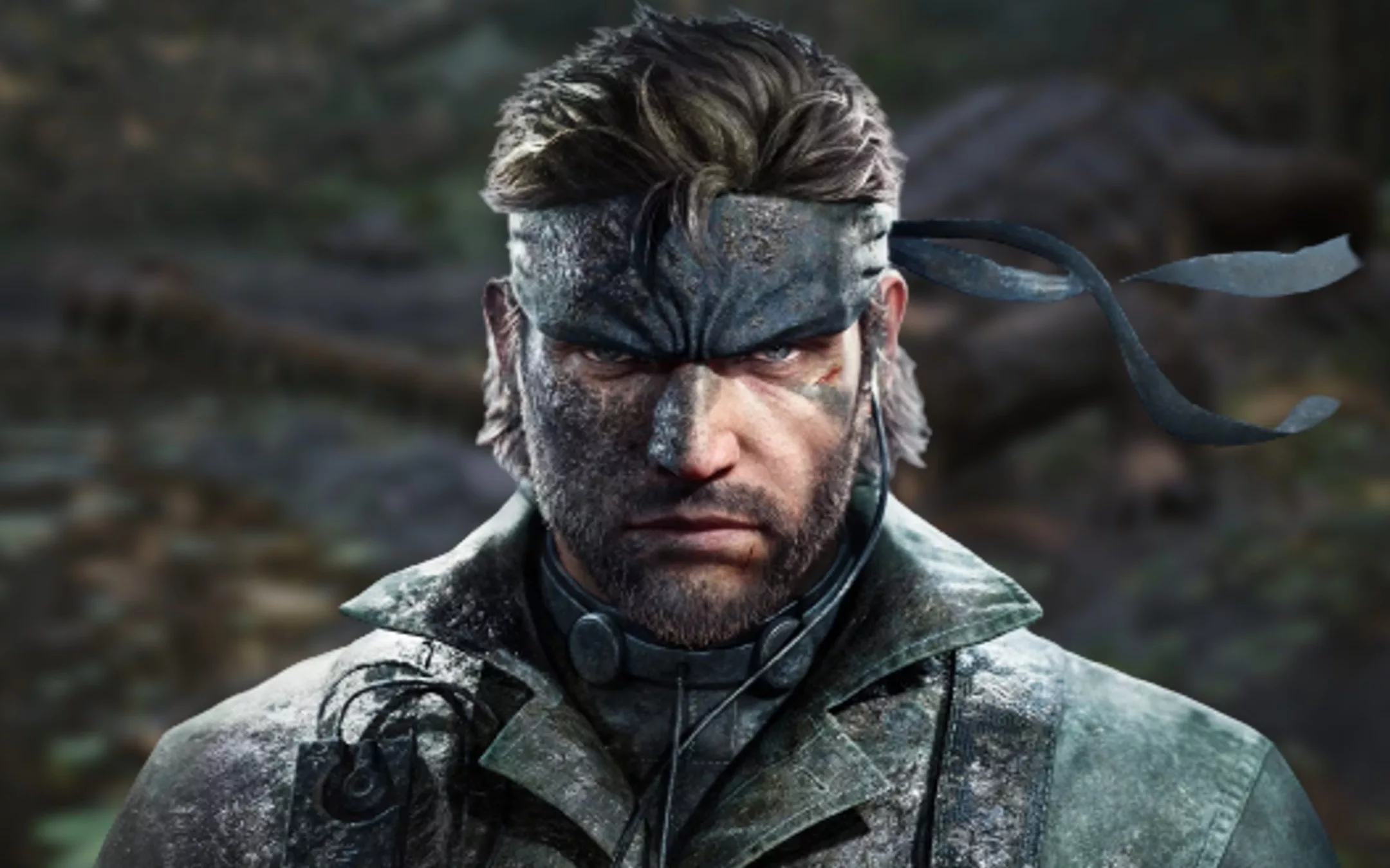 A visually striking and aesthetic artwork representing the Metal Gear Solid Delta and Snake Eater remake, featuring iconic silhouettes and a lush jungle background.