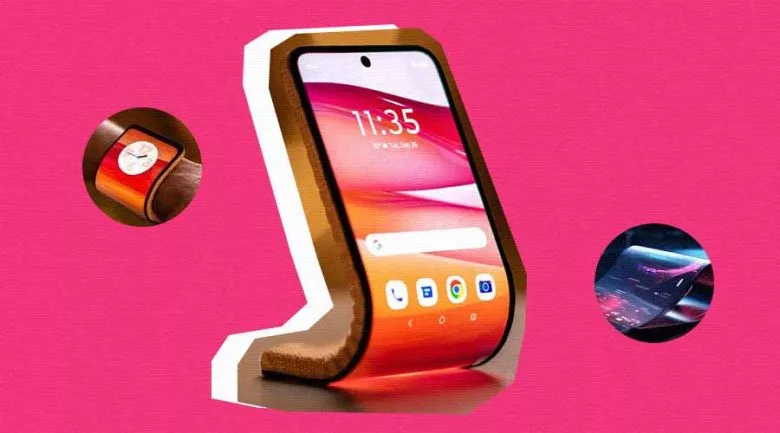 A modern smartphone with advanced AI features displayed in a high-tech workspace.