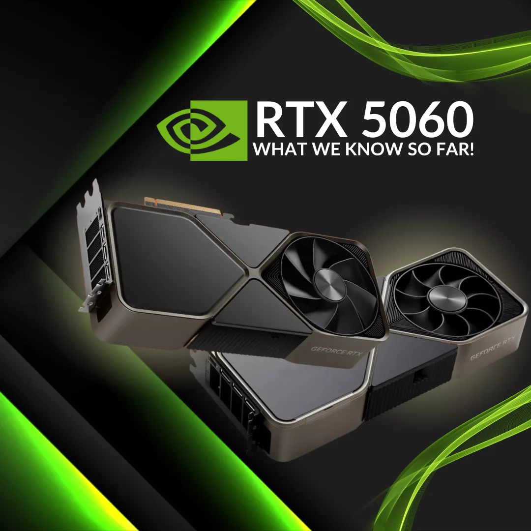 A modern visual representation of NVIDIA RTX 5060 showcasing driver latency performance, featuring a sleek and technological design.