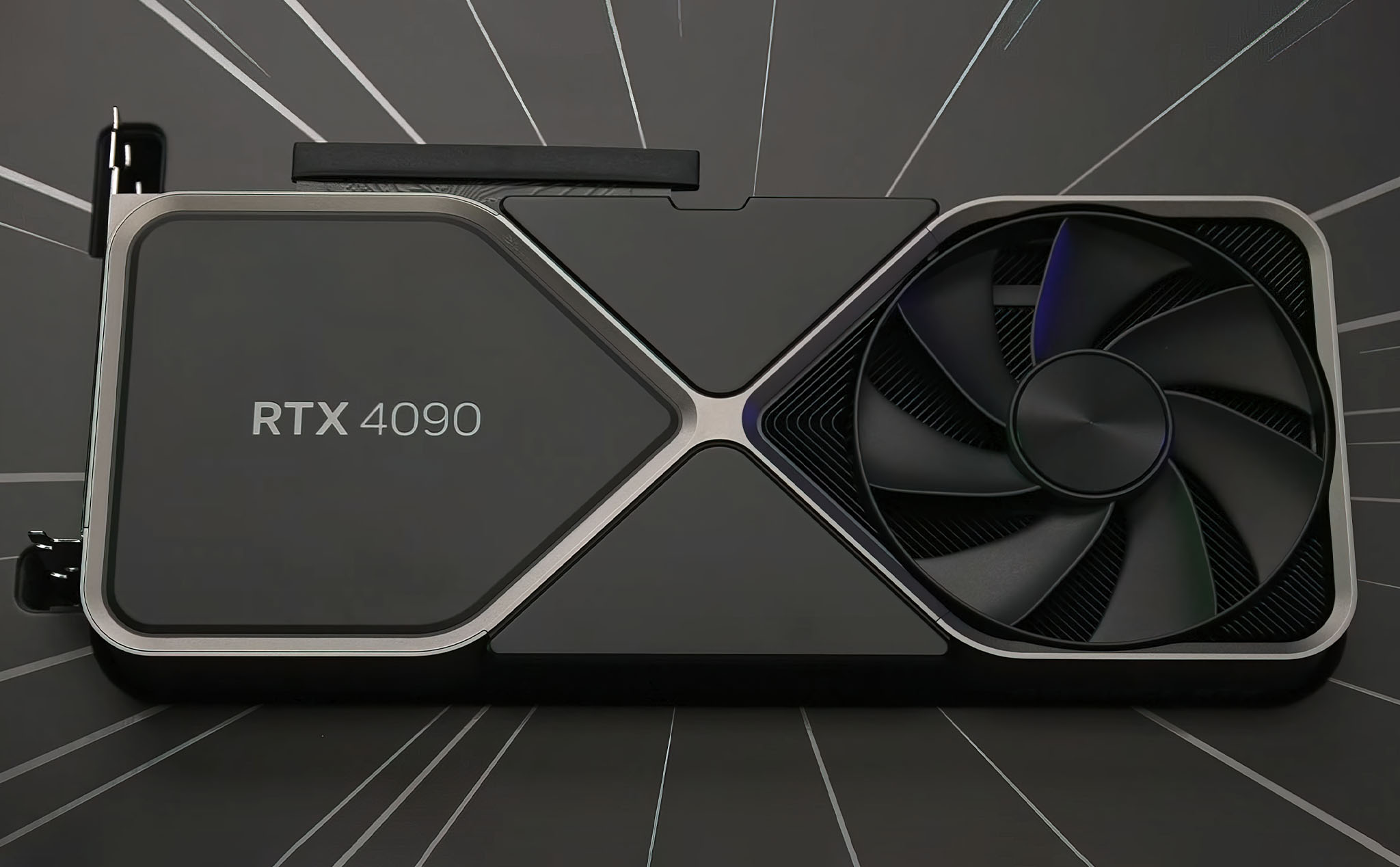 A striking graphic representing NVIDIA RTX 4090 fraud warning with shopping and caution symbols in a futuristic style.