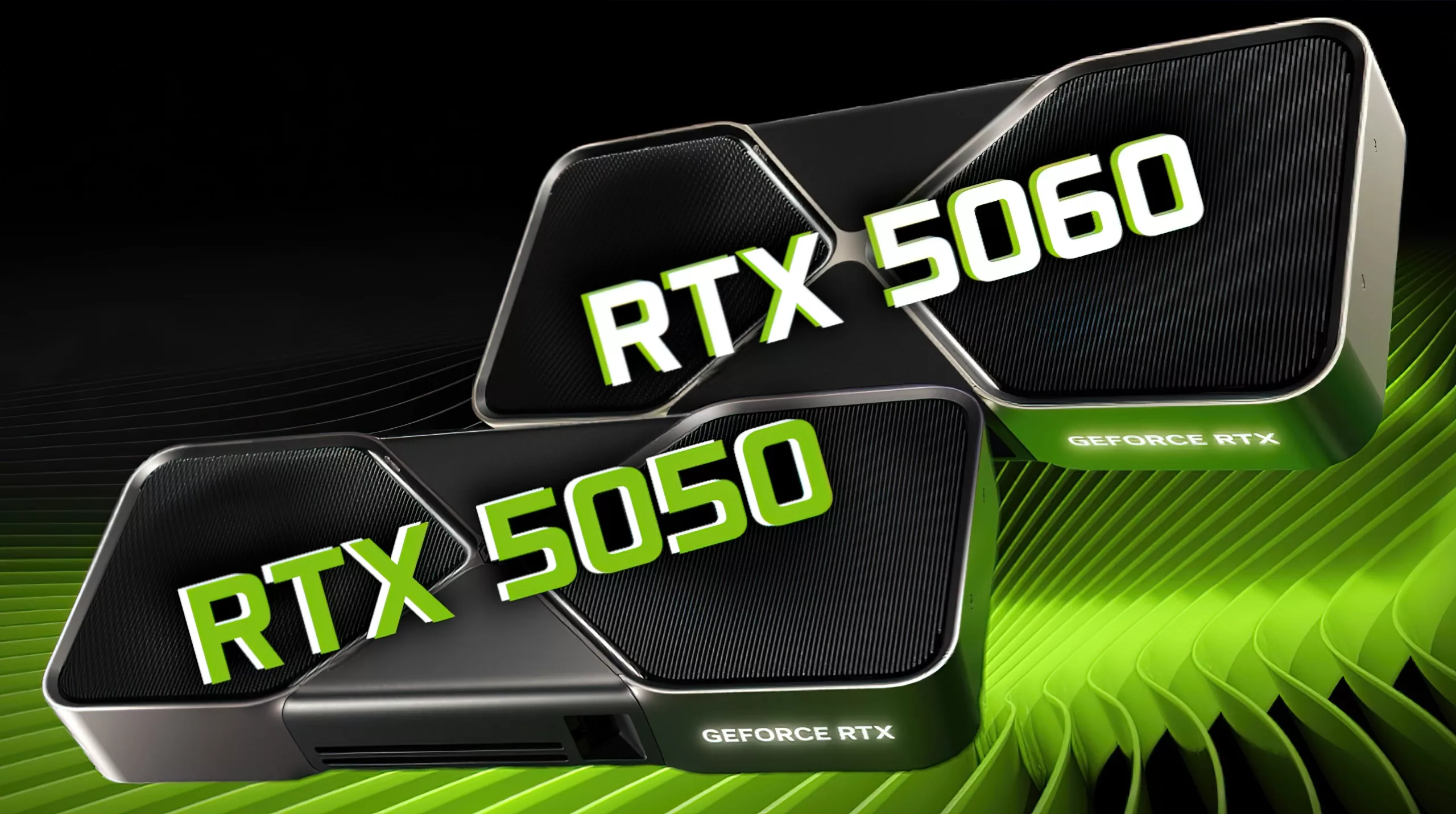 Modern and aesthetic design for the GeForce RTX 5050 graphics card announcement by Maxsun.