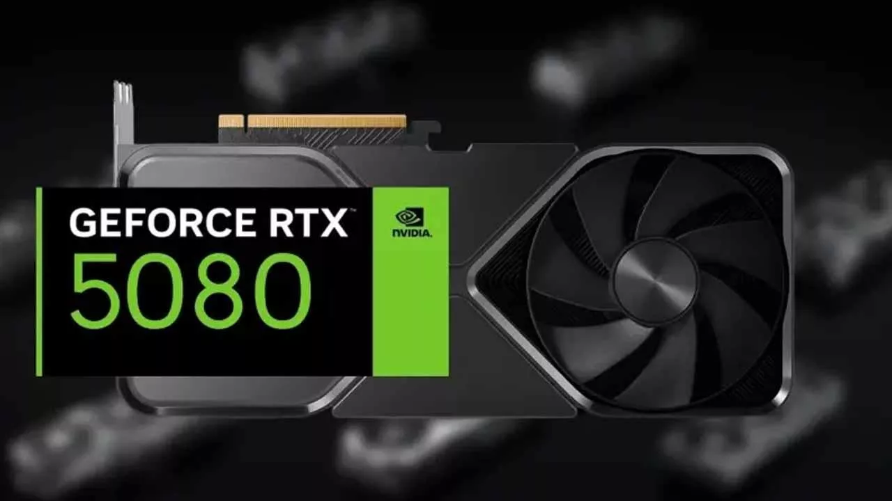 High-quality artistic representation of the NVIDIA GeForce RTX 5080 SUPER graphics card with 24 GB VRAM, featuring a sleek and modern aesthetic.