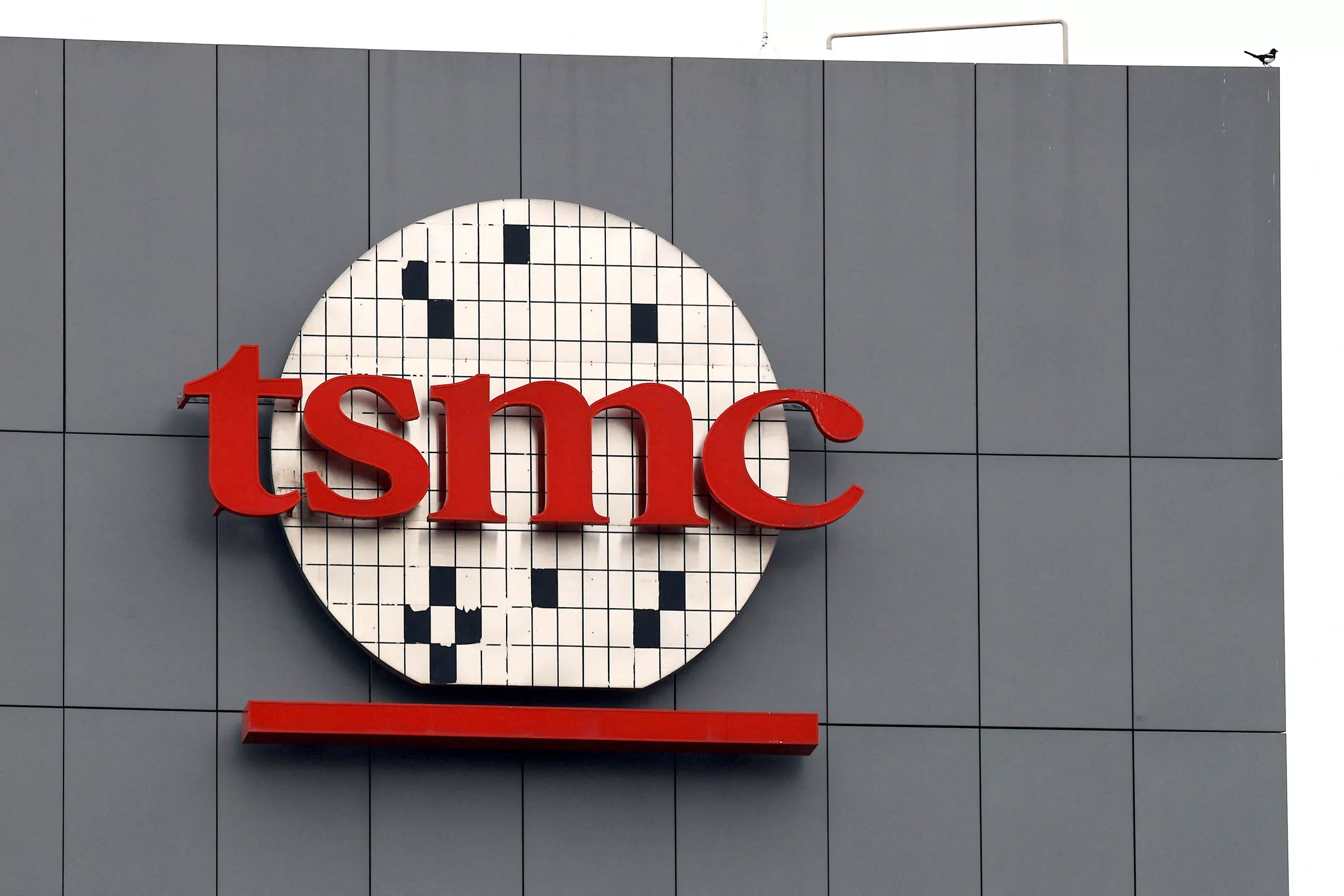 High-quality illustration of TSMC's semiconductor factories in full operation, showcasing advanced technology and bustling activity.