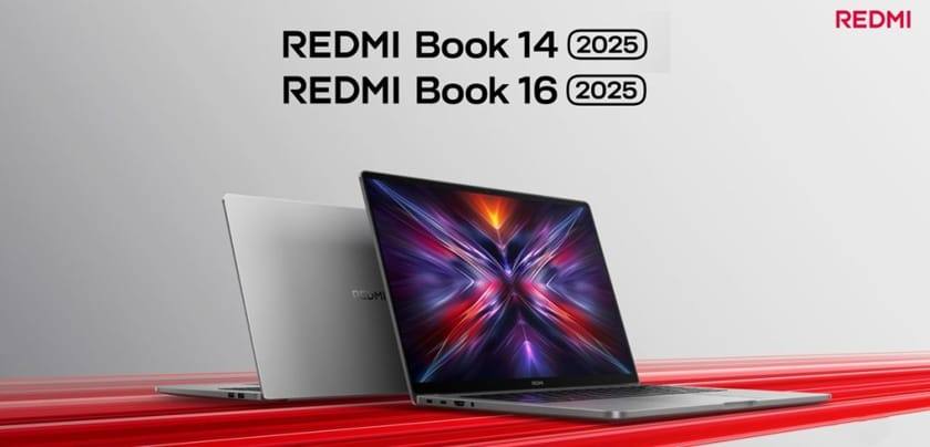 Modern aesthetic design showcasing Redmi Book 14 (2025) and its renewed version, perfect for technology enthusiasts.