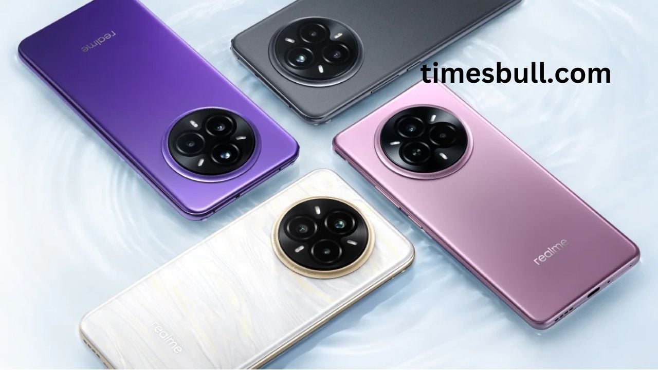 A modern and stylish representation of the Realme 14 5G smartphone launch, featuring a sleek design in a tech-inspired background.