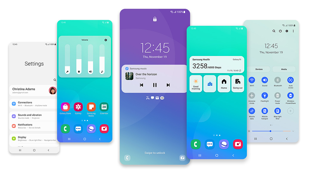 A modern and aesthetic representation of the Samsung One UI 7 update, showcasing smartphone interfaces and innovative features.