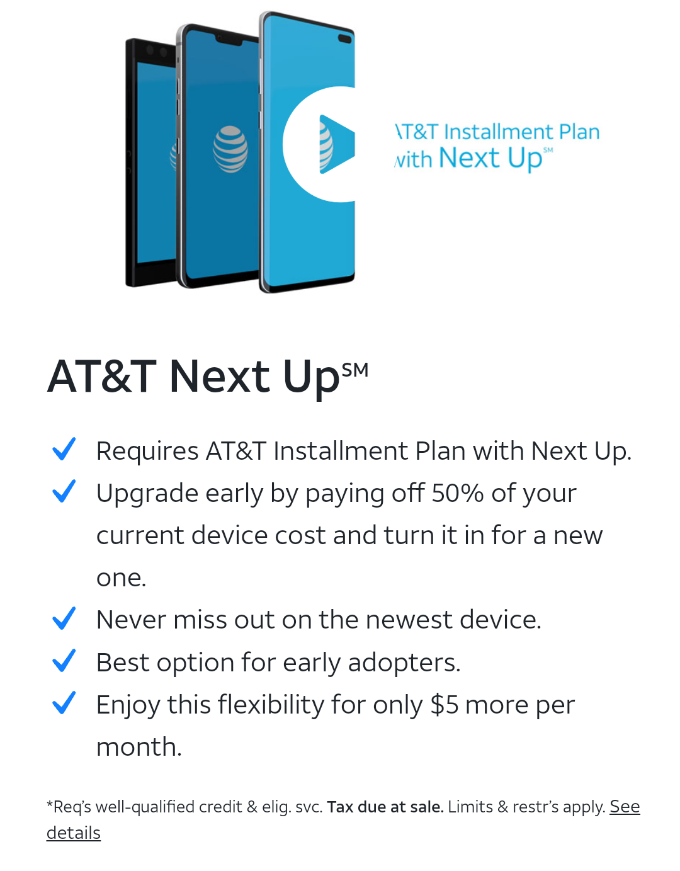 Graphic design depicting user frustration over AT&T Next Up service, featuring broken smartphones and a tech-inspired aesthetic.