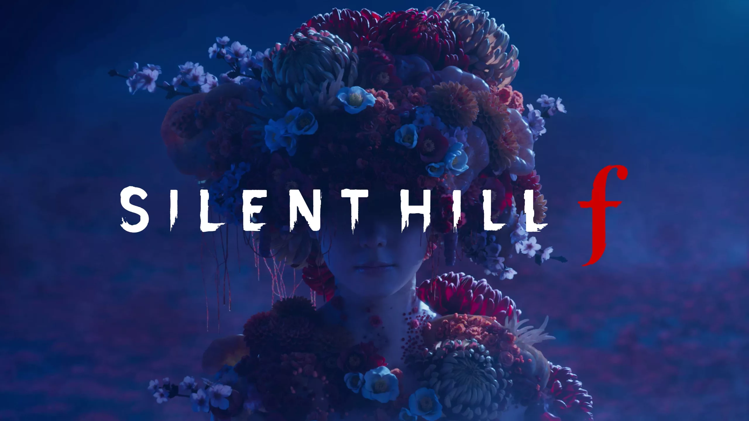 A haunting landscape inspired by Silent Hill F set in 1960s Japan, featuring traditional architecture and an eerie atmosphere.