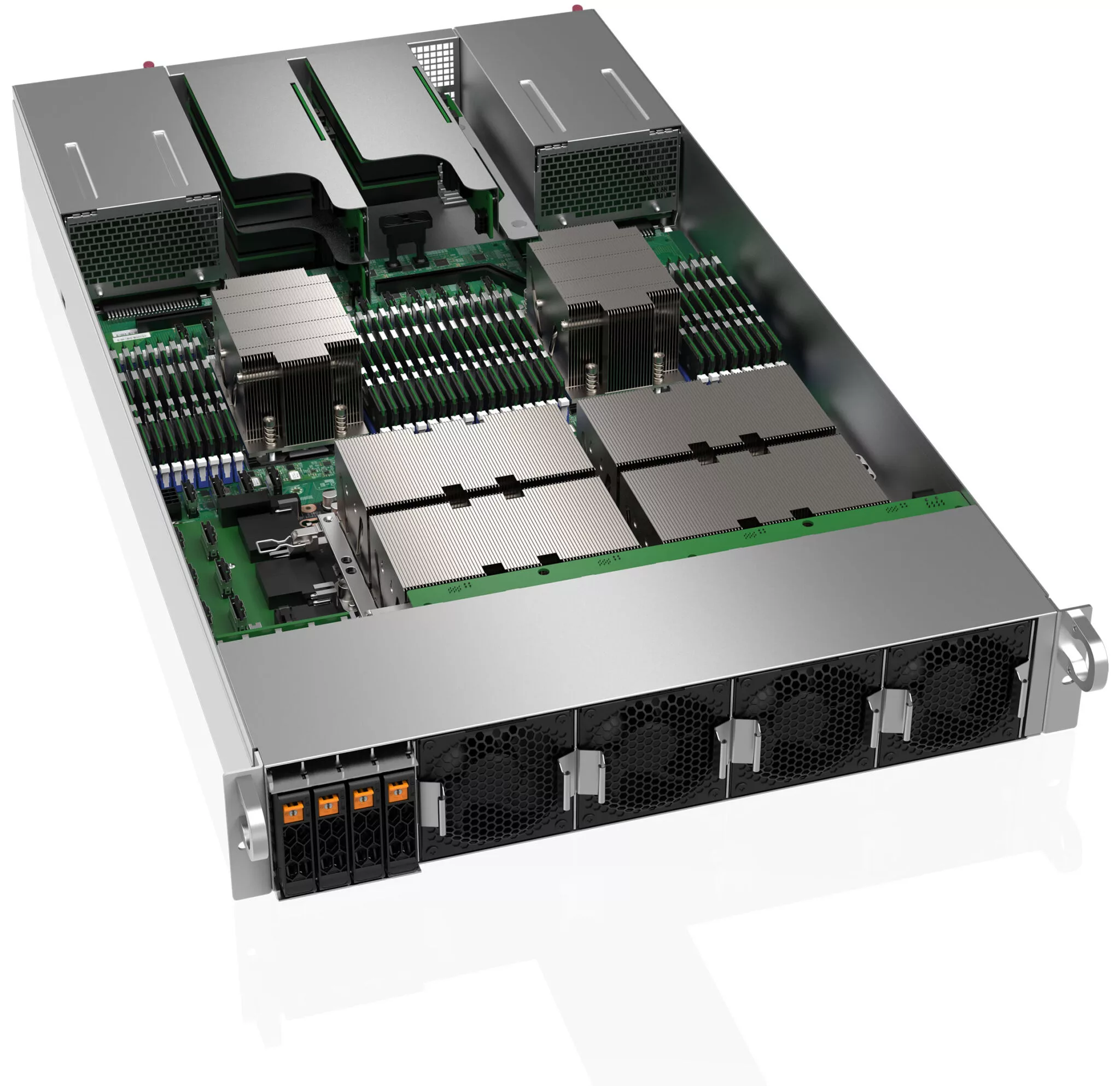 A futuristic depiction of Supermicro's role in AI employment in Saudi Arabia, showcasing advanced technology and a modern aesthetic.