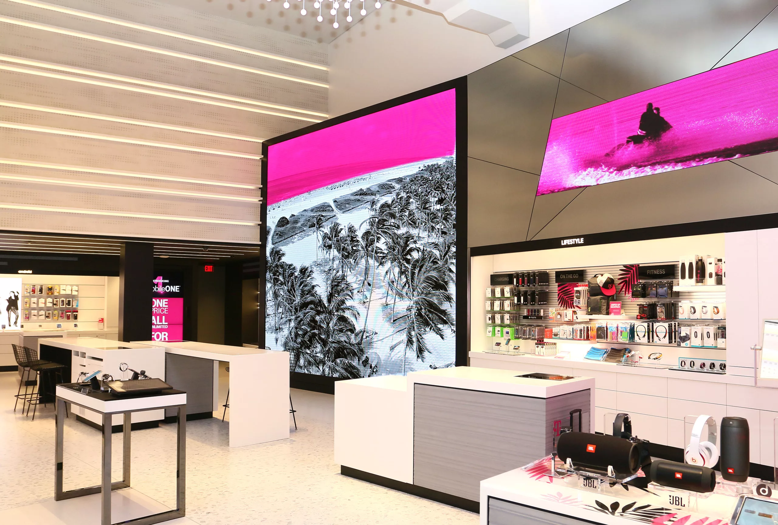 Modern design illustrating the challenges of T-Mobile store representatives and the impact of TPR, featuring technological and creative elements.
