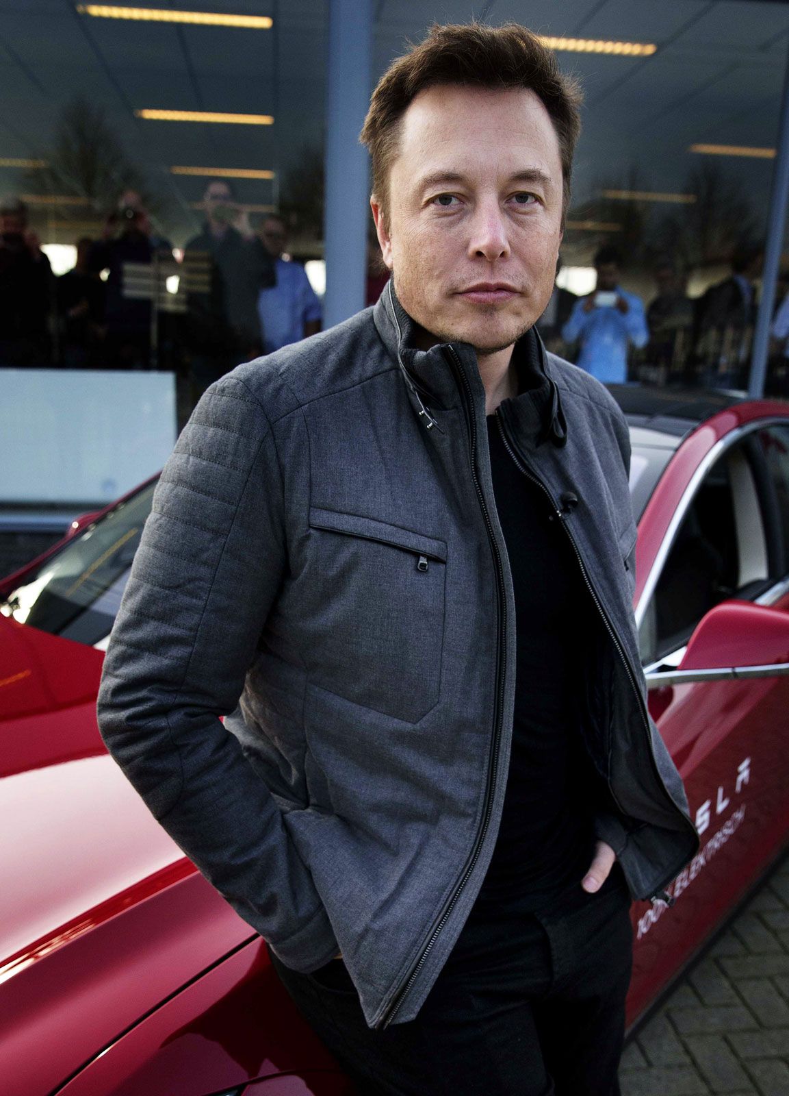 A digital illustration representing the rivalry between Elon Musk and Sam Altman, showcasing their respective companies Tesla and OpenAI.