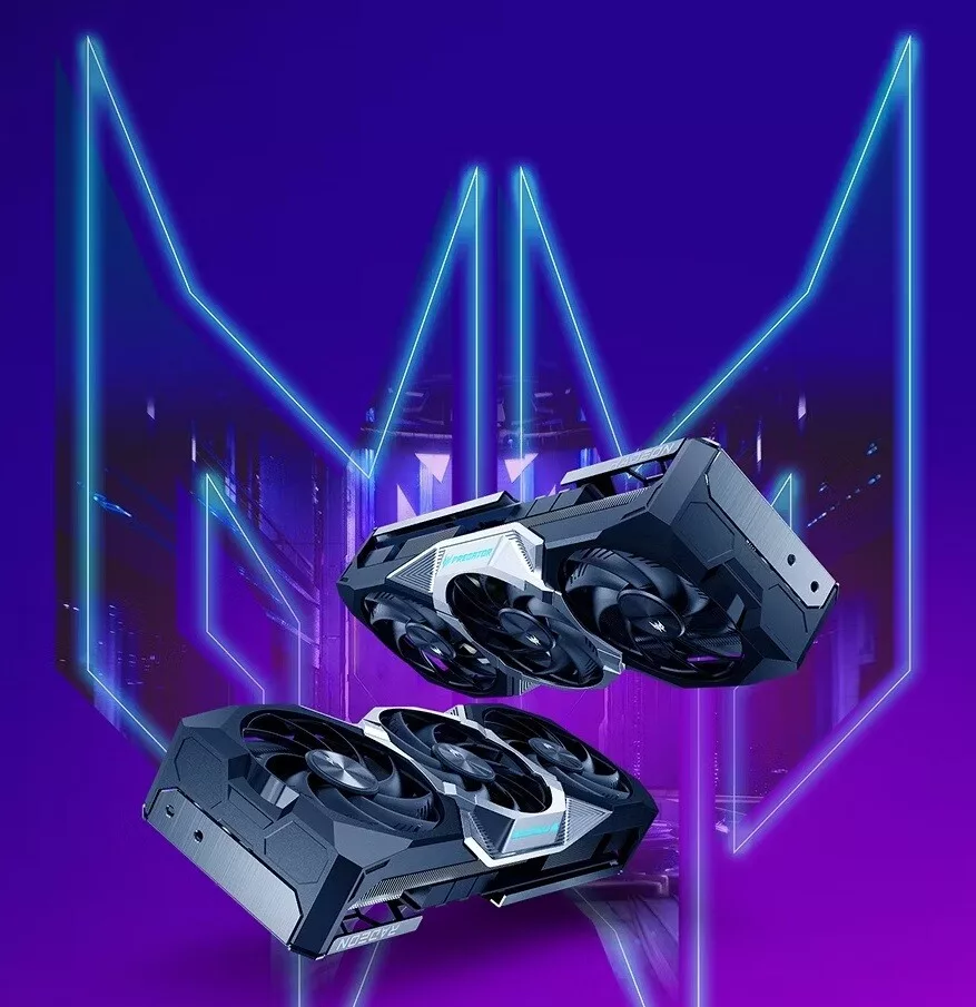 Acer Nitro Radeon RX 9060 XT Graphics Card in a futuristic design showcasing its features.