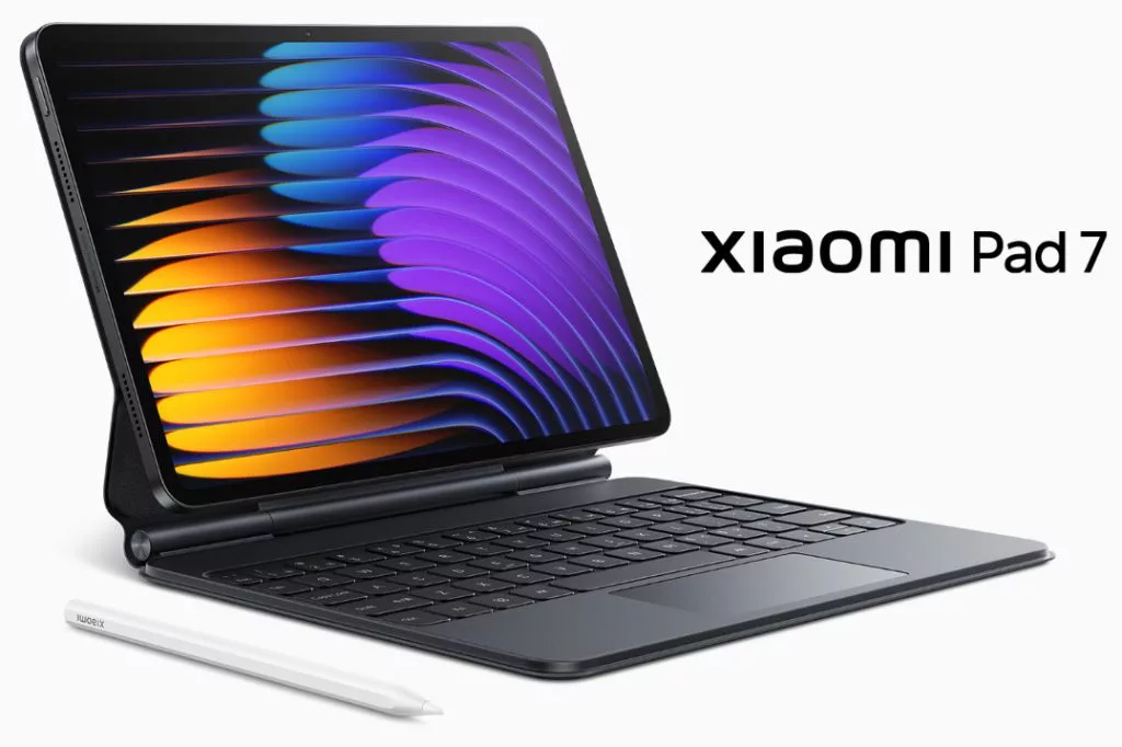 A modern and aesthetic representation of the Xiaomi 7 Pad Ultra tablet with technological elements.