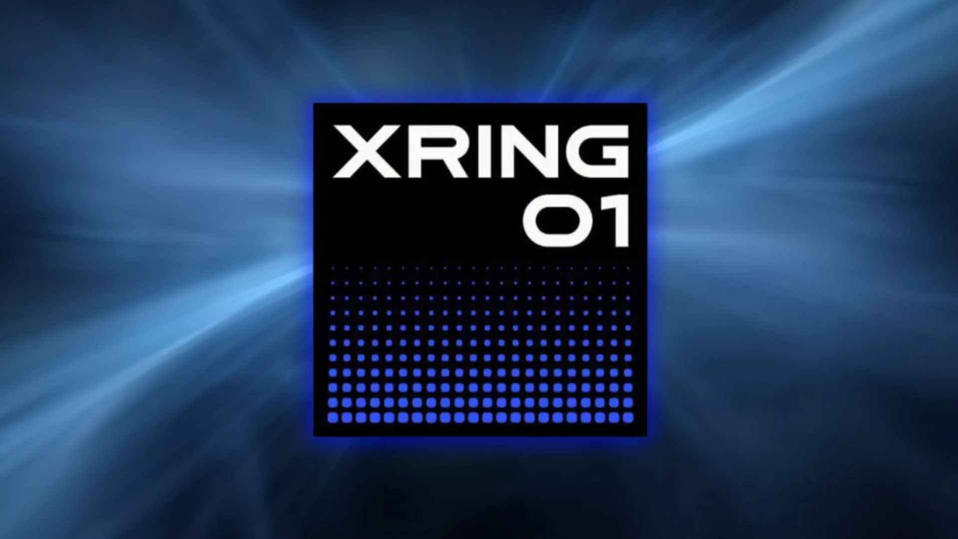 A modern visual representation of Xiaomi's new XRING 01 chipset announcement, featuring technological elements and a futuristic design.