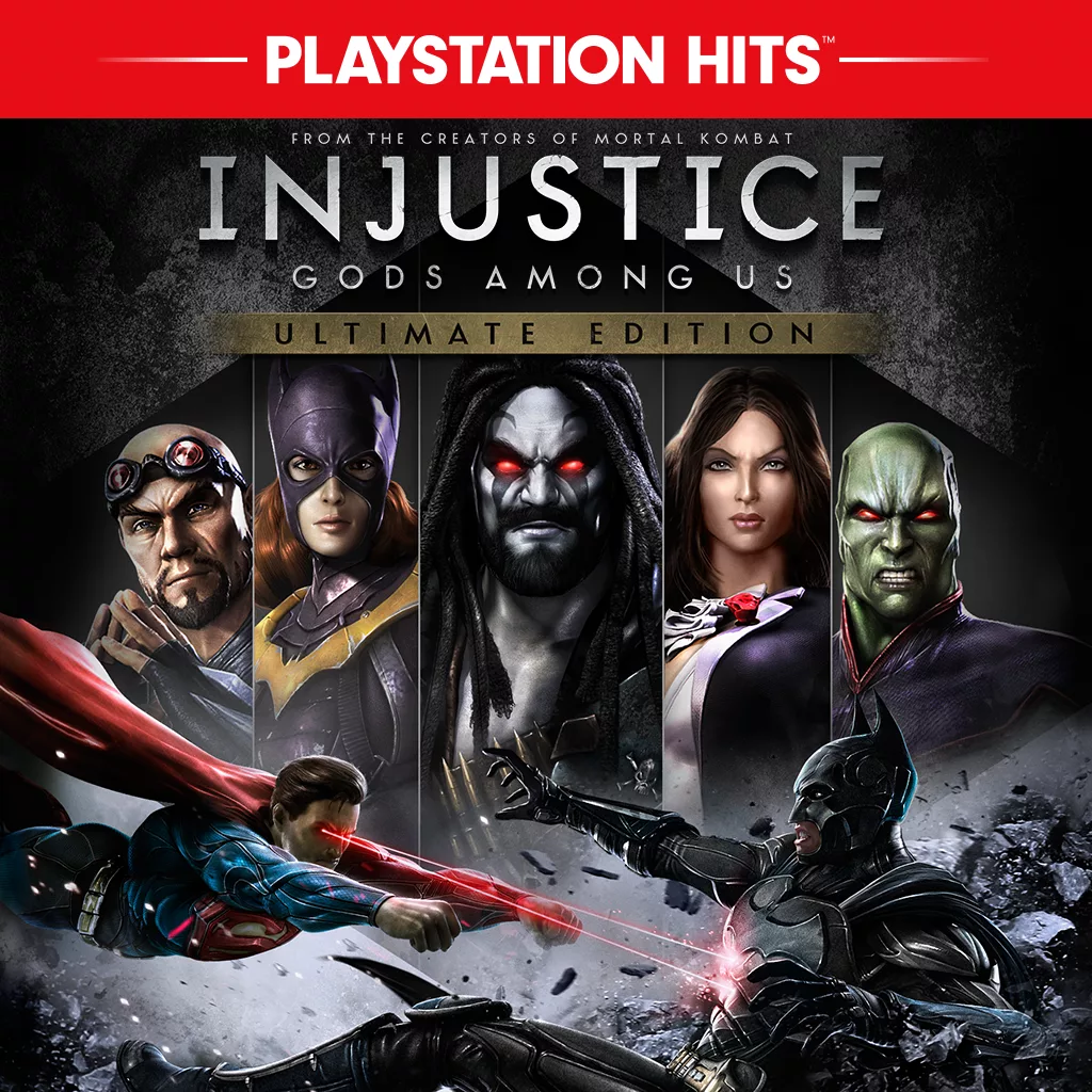 High-quality illustration for Injustice 3 featuring iconic DC characters in combat against a futuristic city backdrop.