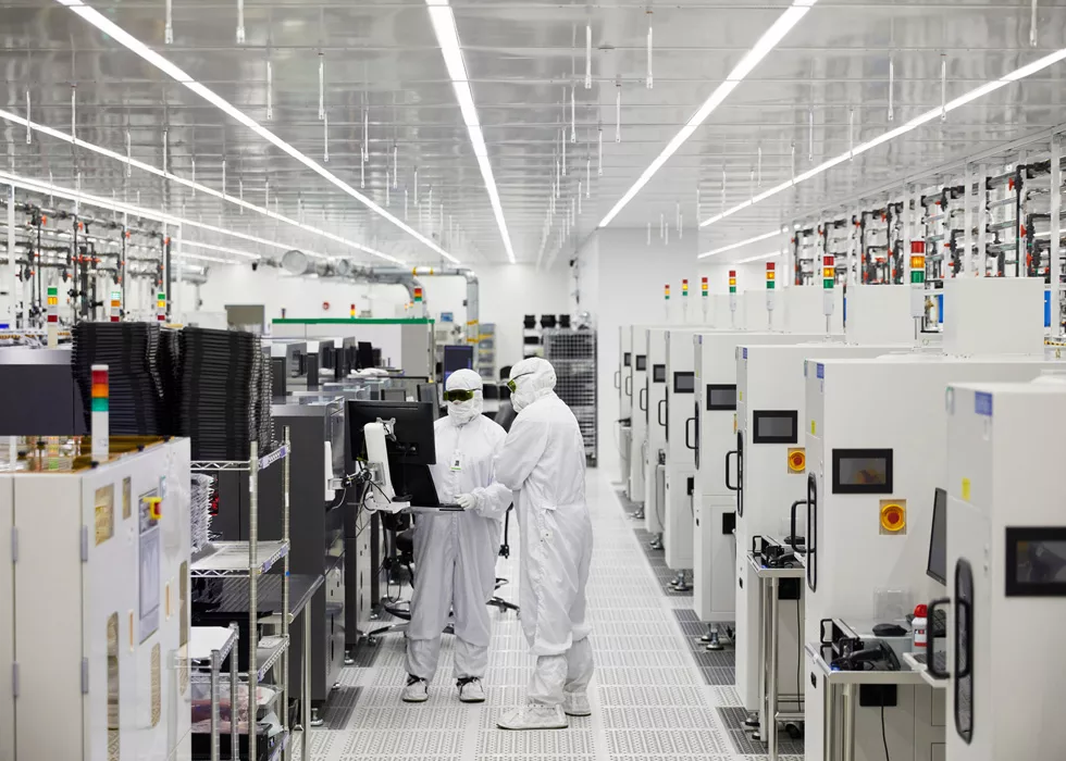 A modern artistic representation of Apple iPhone production influenced by Trump, featuring technology and innovation themes.