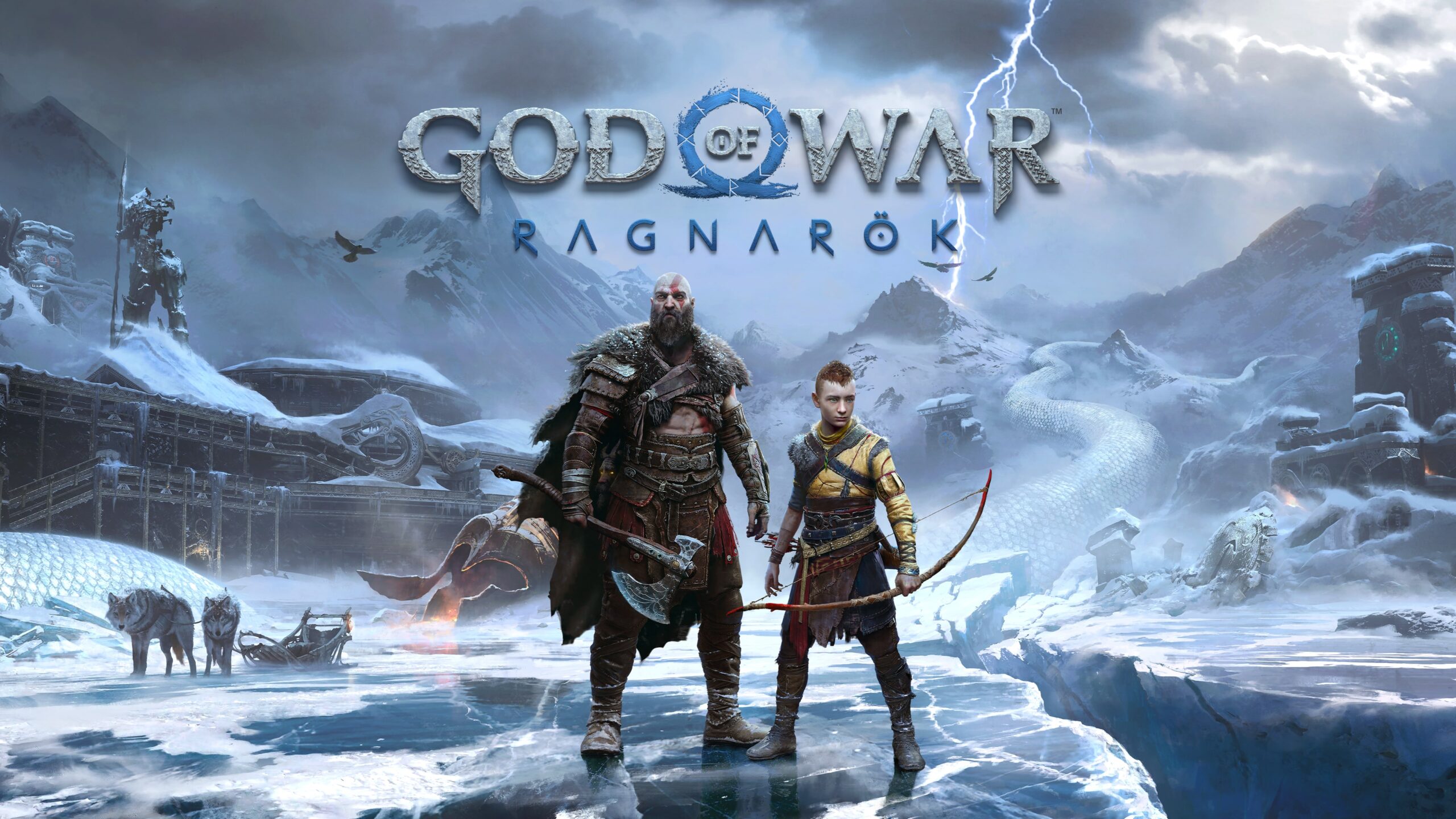 High-quality digital art inspired by God of War: Ragnarök featuring Kratos and Atreus in a dramatic Norse setting.