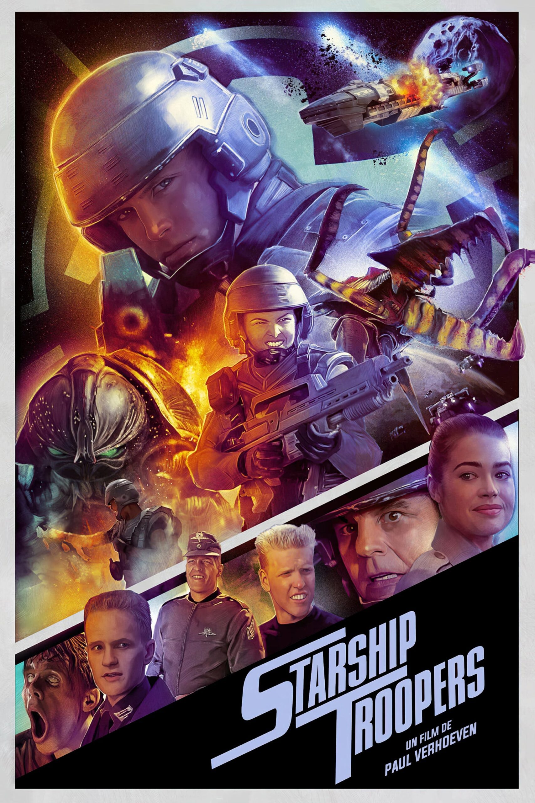 Futuristic representation of 'Starship Troopers' featuring advanced technology and interstellar warfare.