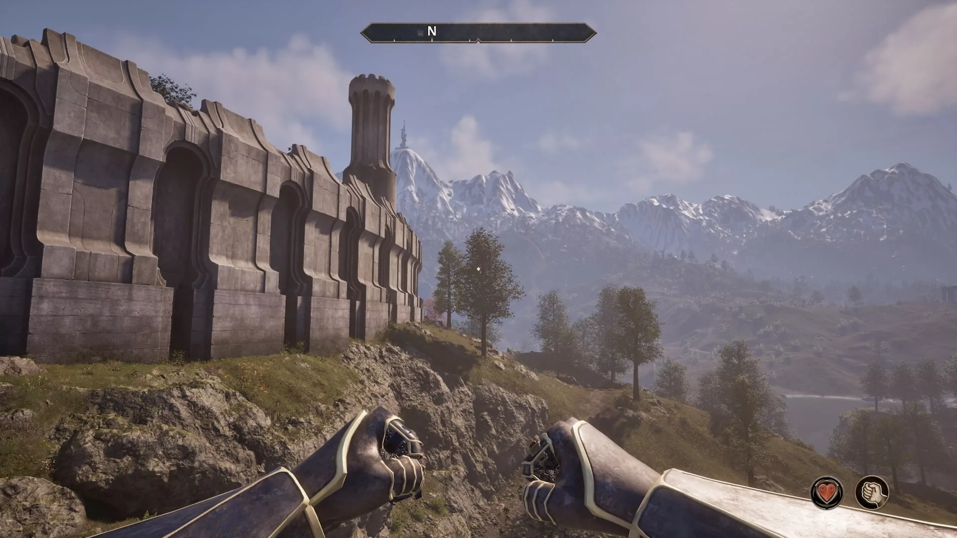 A futuristic landscape artwork inspired by Oblivion Remastered, showcasing a harmonious blend of modern architecture and nature.