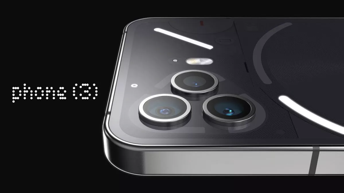 A modern and aesthetic representation of the Nothing Phone 3 featuring the Glif User Interface, showcasing sleek design elements and a futuristic background.