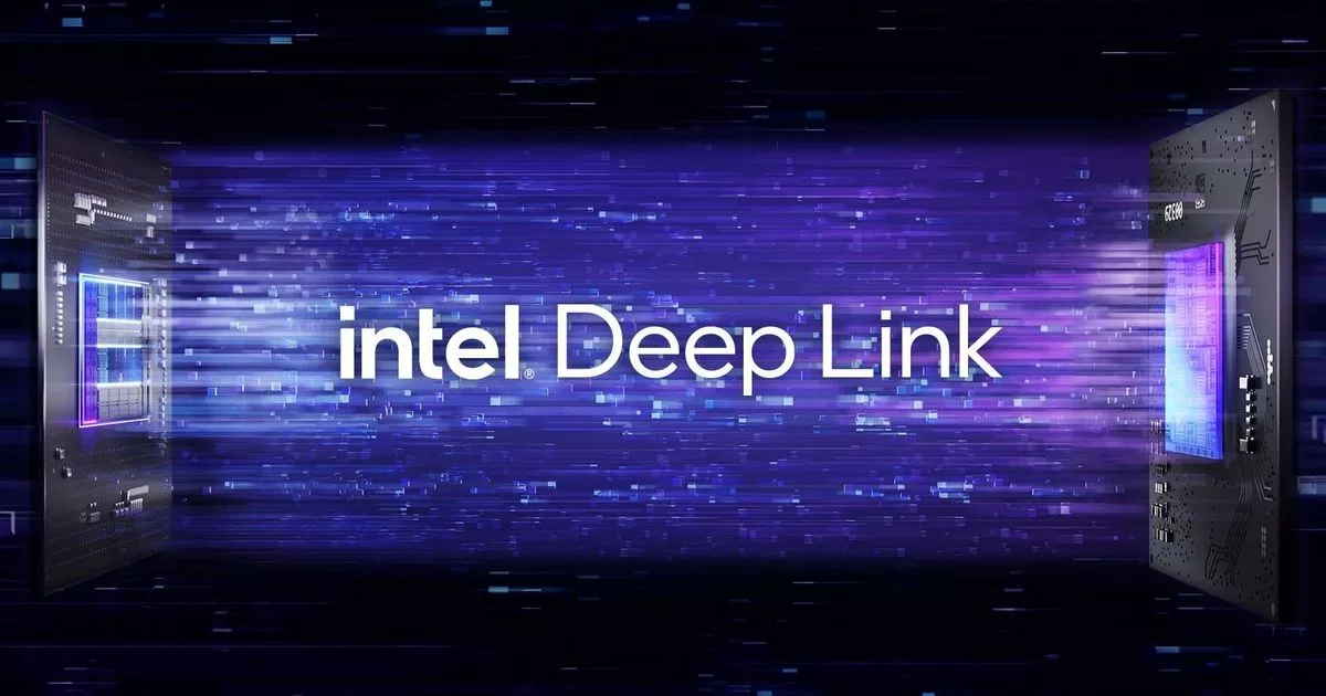 A modern graphic design representing Intel Deep Link and its update announcement, featuring technological elements and a sleek, futuristic style.