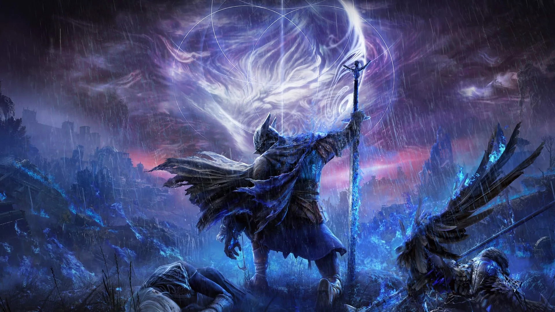 A visually striking illustration representing the Elden Ring Nightreign trailer, showcasing dark fantasy elements and a mystical atmosphere.