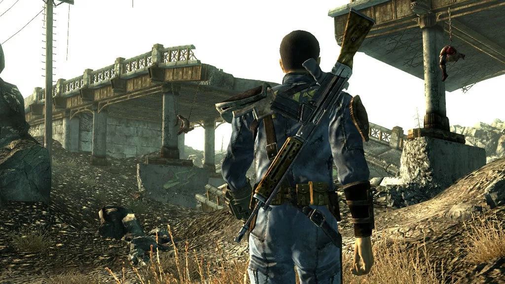 A modern, high-quality graphic design representing Fallout 3 Remastered, featuring iconic elements from the game in a technological and creative style.
