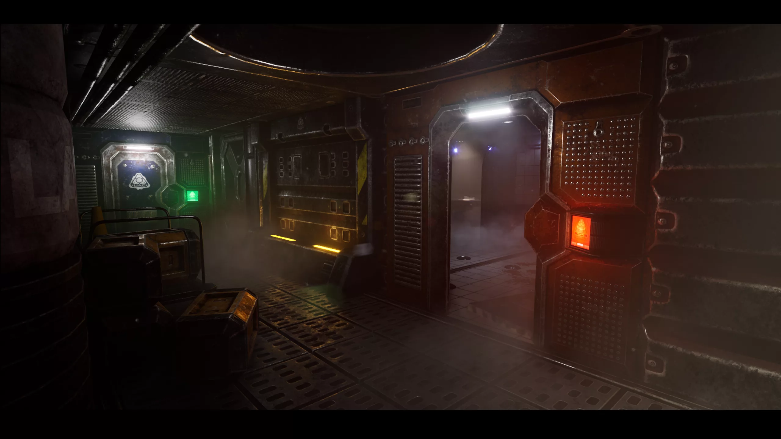 A dramatic atmospheric illustration representing the DOOM 3 Remake with Unreal Engine 5.5, showcasing iconic horror game elements.