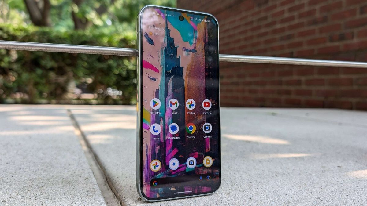 A digital illustration of the Pixel 9 Pro XL showcasing price discounts and offers from Best Buy, emphasizing modern technology and vibrant design.