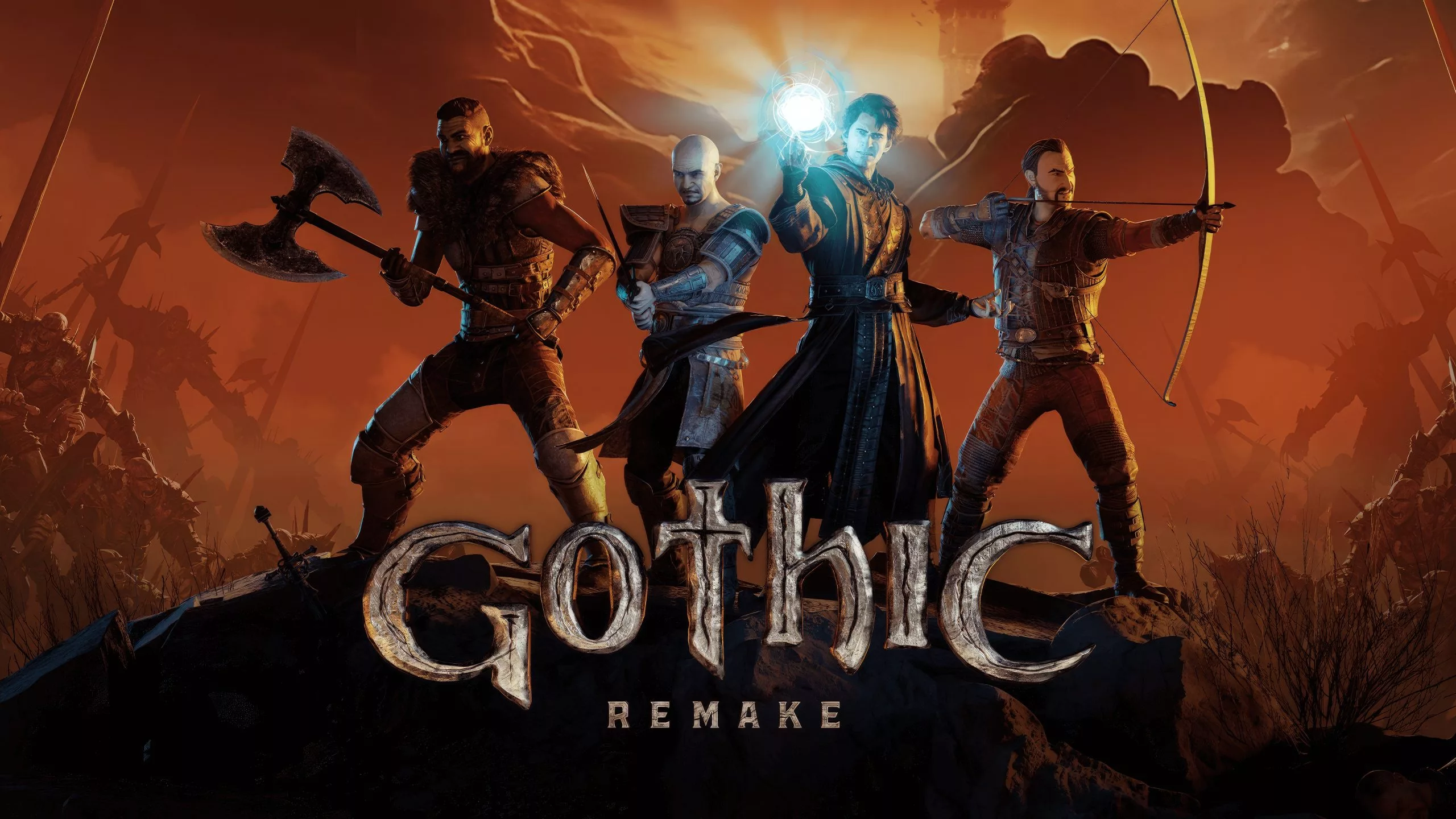 High-quality graphic design inspired by Gothic Remake Demo showing dark medieval landscape and characters in Gothic attire.