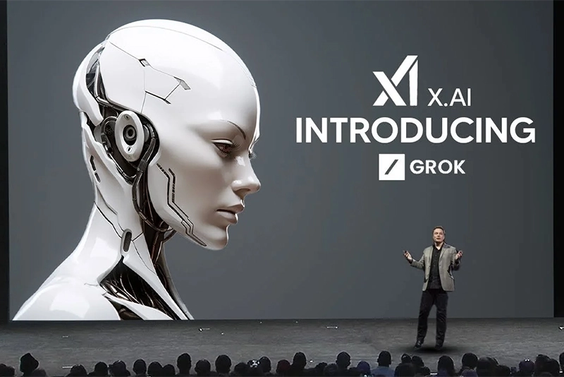 A modern and aesthetic visual representation of Grok 3 artificial intelligence, featuring futuristic elements and a dynamic color palette.