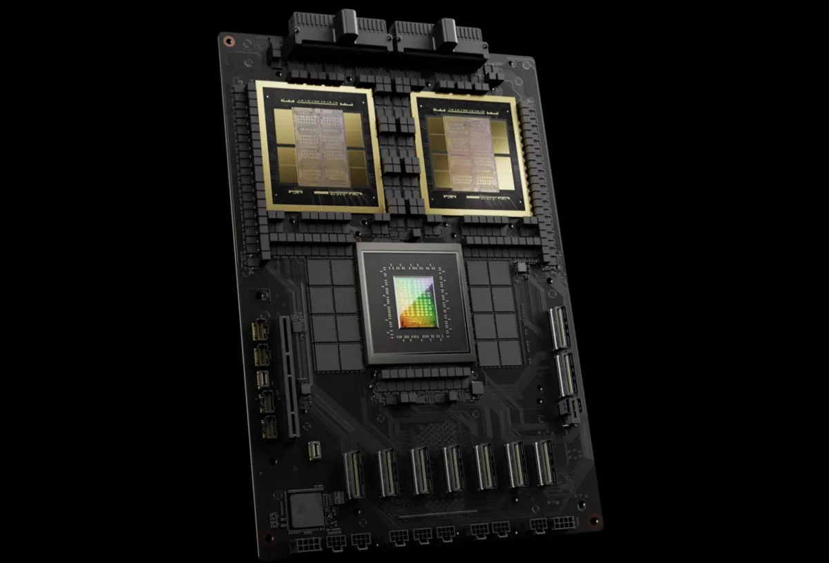 Visual representation of NVIDIA Blackwell GPU showcasing its high performance capabilities and modern design.
