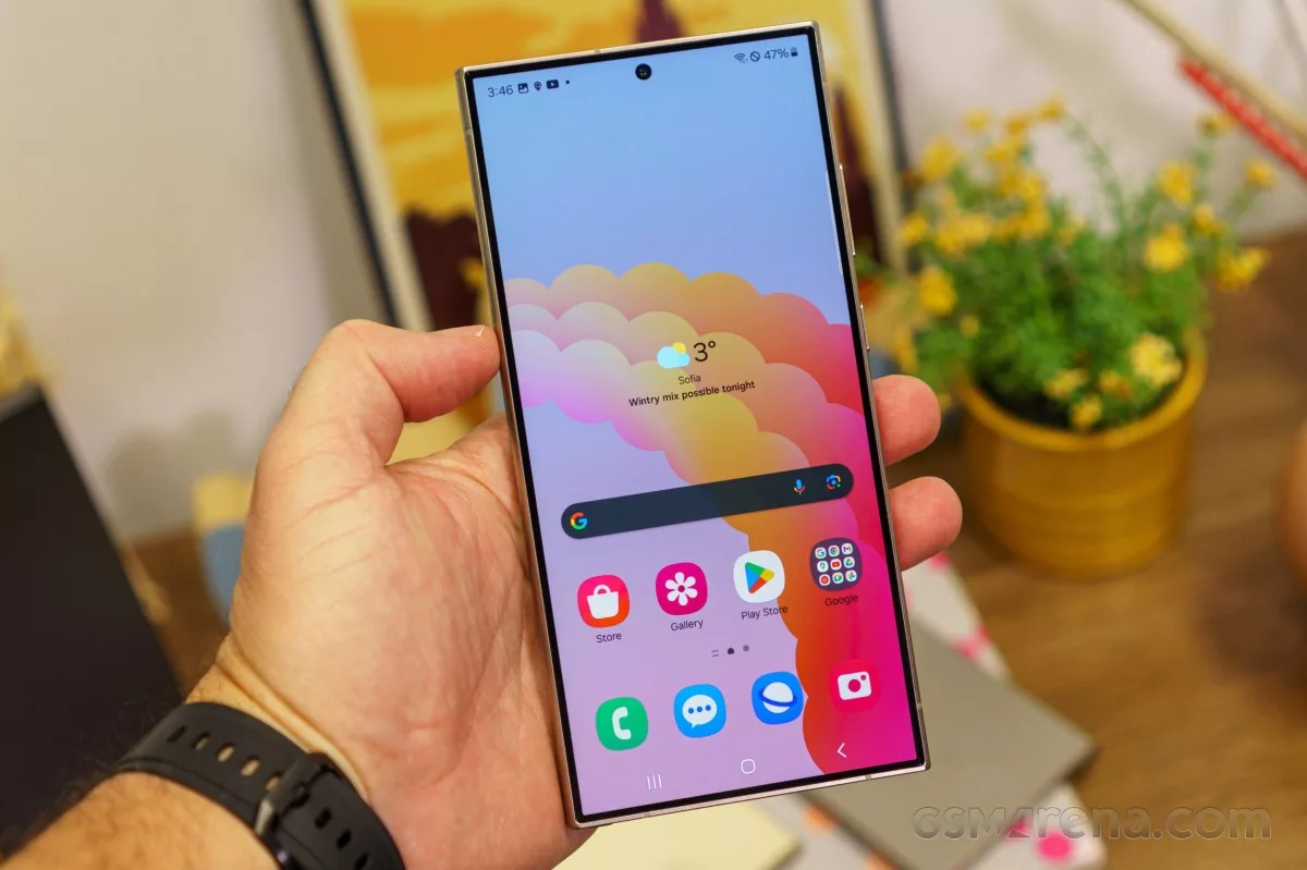 High-quality modern illustration of Samsung Galaxy S26 Exynos variant showcasing its sleek design and technological features.