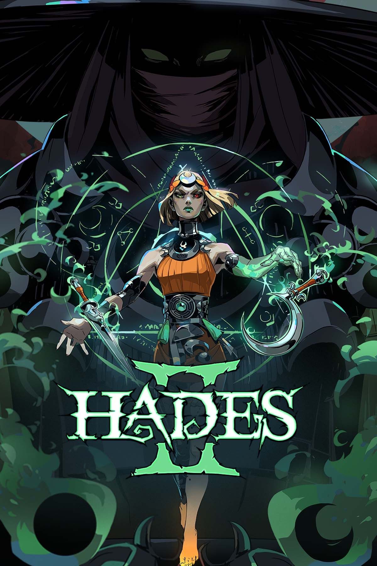 High-quality promotional digital artwork for Hades 2, featuring elements of Greek mythology and modern aesthetic design.