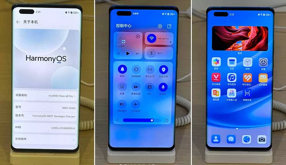 Illustration of HarmonyOS Next, Huawei's new operating system, featuring a modern and futuristic user interface and smart device connectivity.