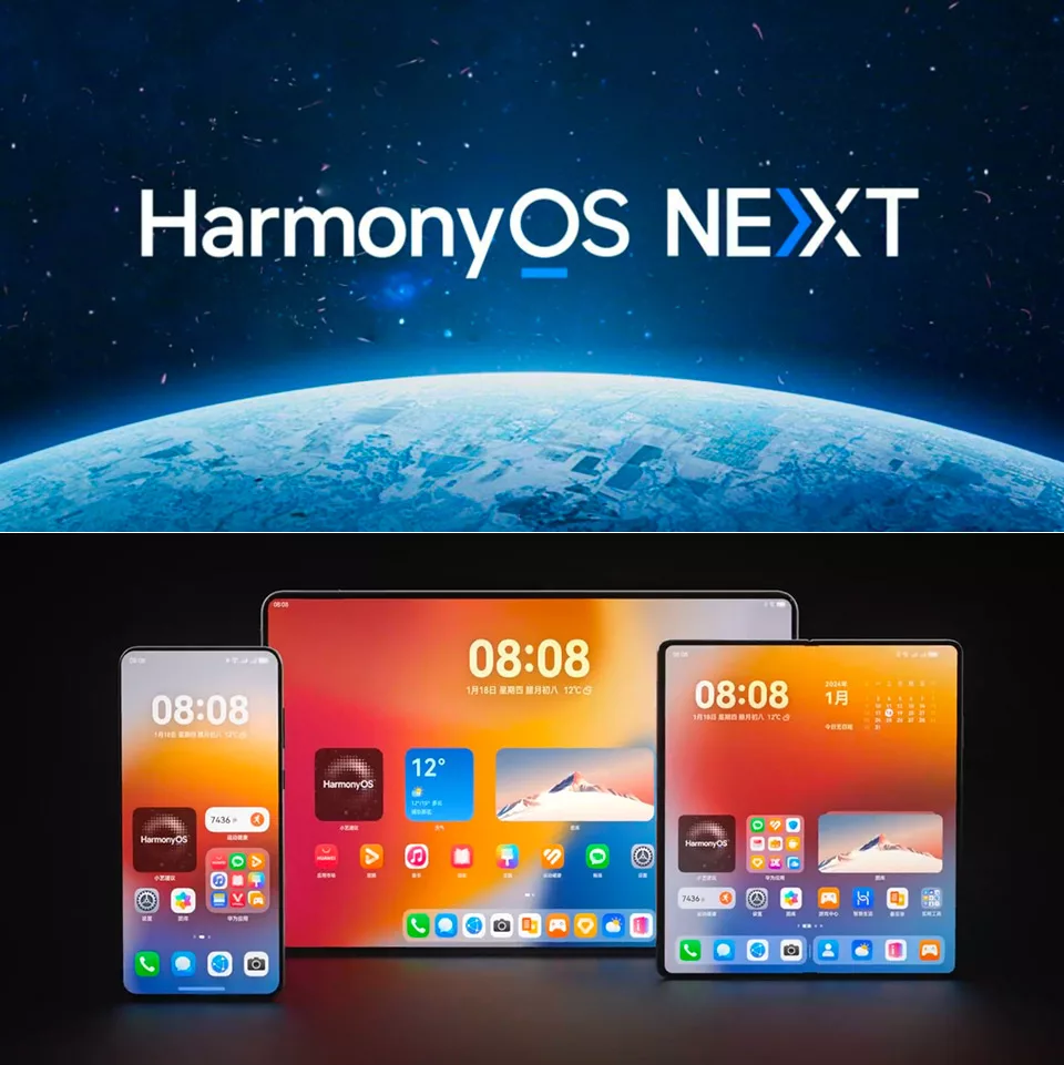 A modern visual representation of HarmonyOS Next, showcasing its technological advancements and creativity.