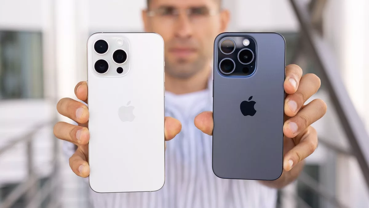 High-quality visual comparison of the iPhone 17 Pro Max and iPhone 15 Pro Max, showcasing their differences in a modern and aesthetic style.