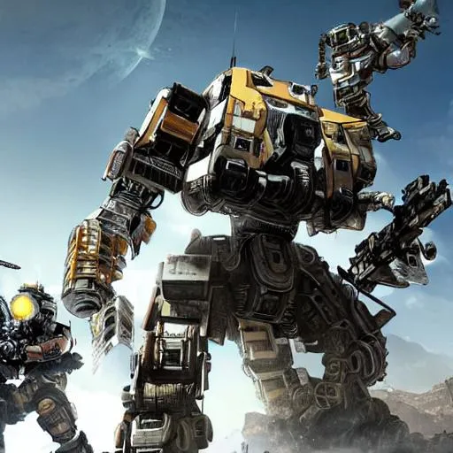 A futuristic and dynamic representation of Titanfall 3 showcasing advanced mech technology and game development elements.