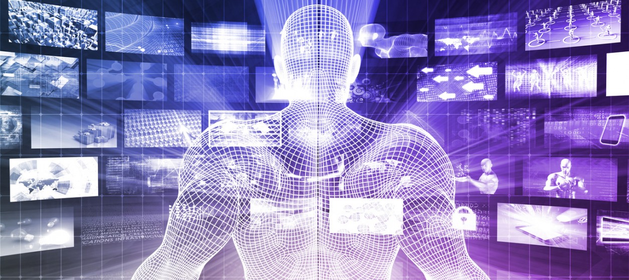 A futuristic digital landscape depicting interconnected data streams and symbols of AI technology, representing the complexities of data privacy and security.