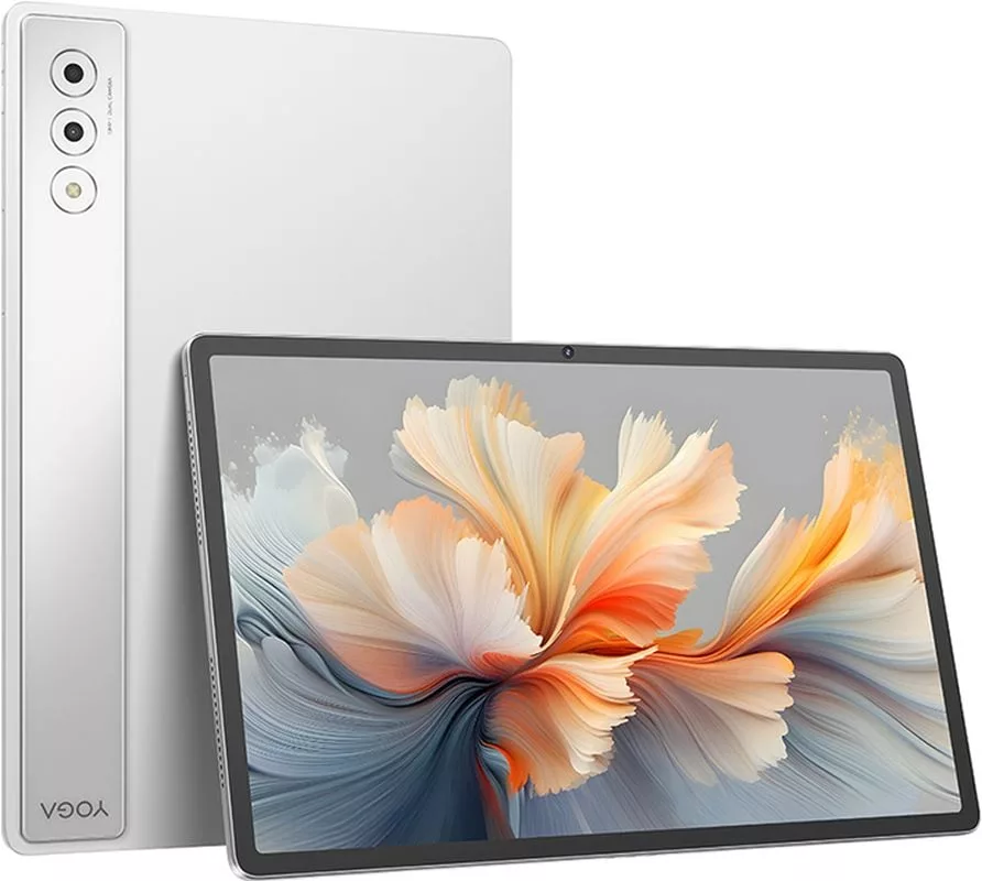 Illustration of Lenovo Yoga Pad Pro 14.5 showcasing SS1101 chipset details in a modern workspace setting.