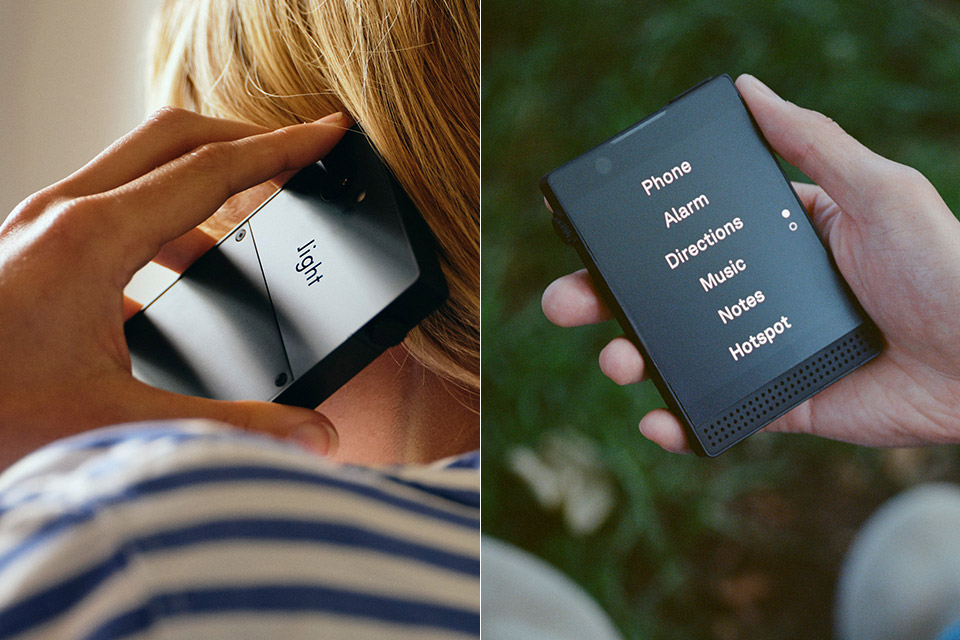 A high-quality, minimalist design image of the Light Phone 3, showcasing its features and modern aesthetic.