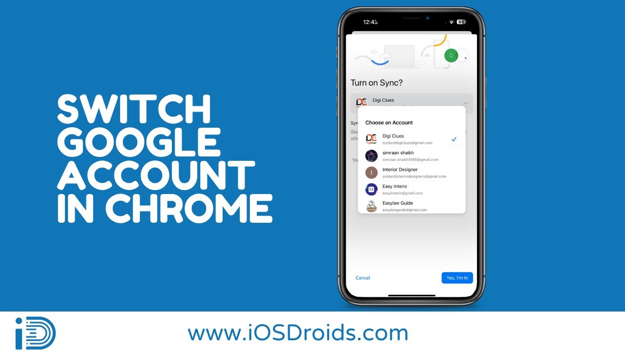 A digital illustration of a Google Account Switcher interface showcasing easy account transitions on a mobile device.