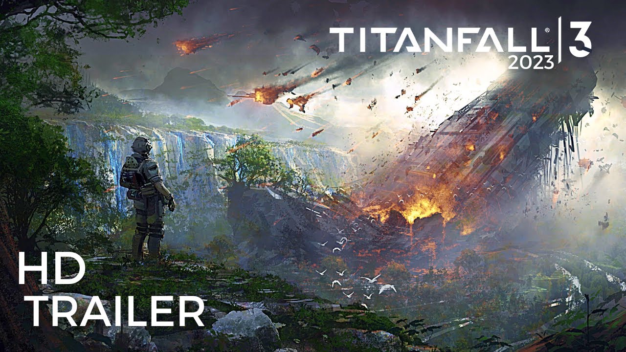 A modern and aesthetic visual representation of Titanfall 3 showcasing Titans and futuristic technology in an intense battle scene.