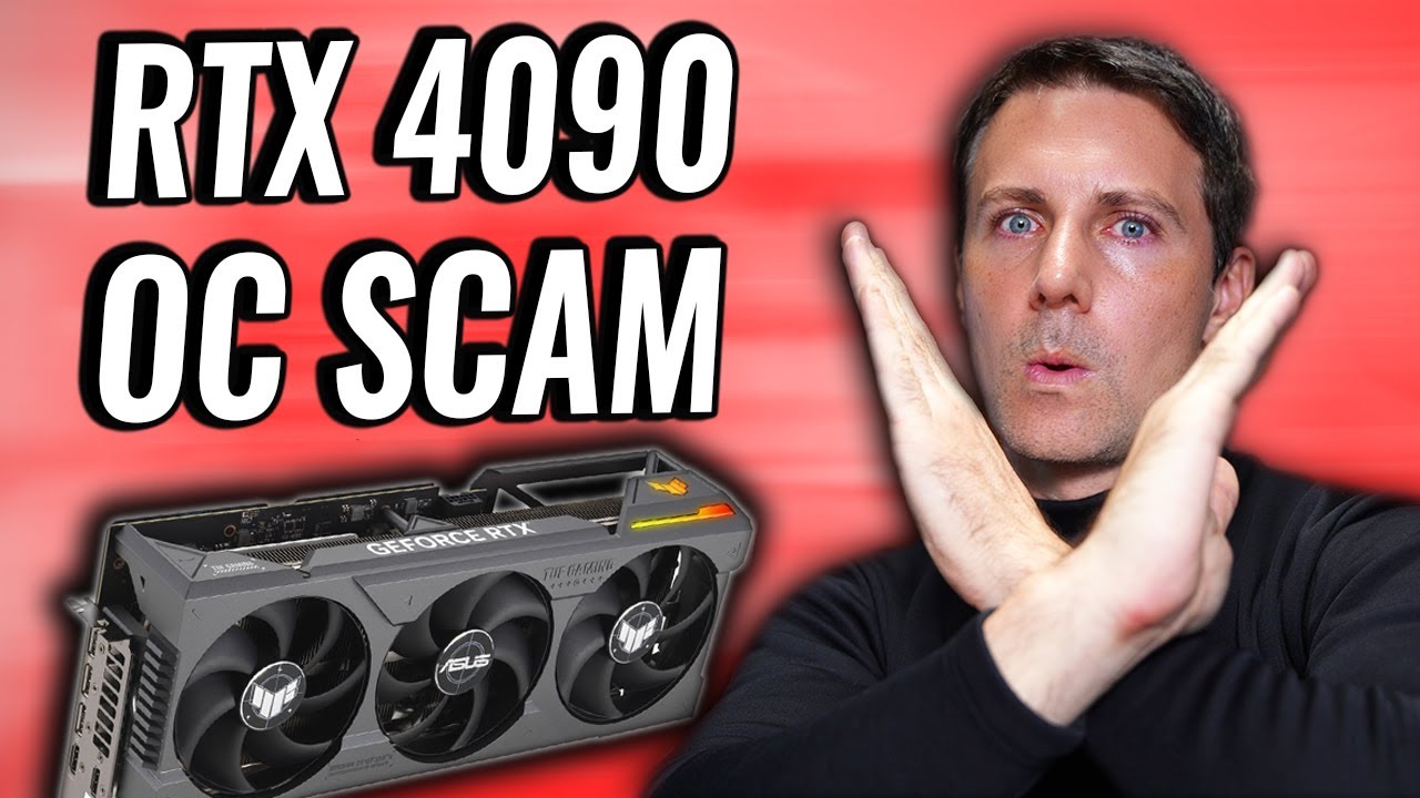 A modern graphic illustrating NVIDIA RTX 4090 scams, featuring technology and cautionary elements.