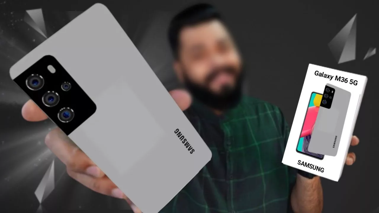High-quality visual depicting the Samsung Galaxy M36 smartphone with Exynos 1380 processor in a modern and technological design.