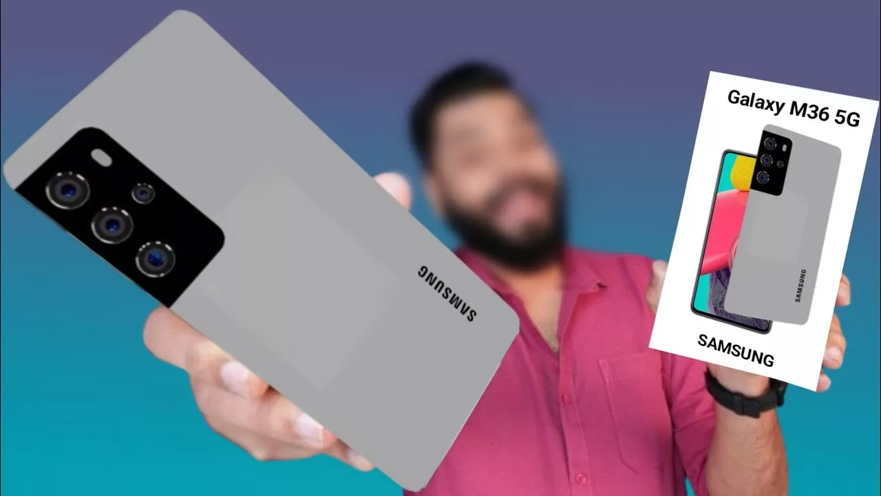 High-quality graphic of the Samsung Galaxy M36 showcasing its features and performance with a modern design.